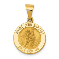 Load image into Gallery viewer, 14k Polished and Satin St John Baptist Medal Hollow Pendant
