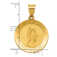 Load image into Gallery viewer, 14k Polished and Satin St John Baptist Medal Hollow Pendant
