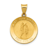 Load image into Gallery viewer, 14k Polished and Satin St John Baptist Medal Hollow Pendant
