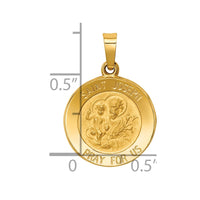 Load image into Gallery viewer, 14k Polished and Satin St Joseph Medal Hollow Pendant

