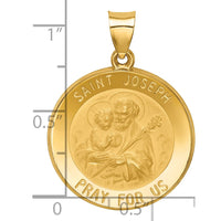 Load image into Gallery viewer, 14k Polished and Satin St Joseph Medal Hollow Pendant
