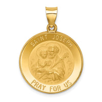 Load image into Gallery viewer, 14k Polished and Satin St Joseph Medal Hollow Pendant
