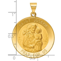 Load image into Gallery viewer, 14k Polished and Satin St Joseph Medal Hollow Pendant
