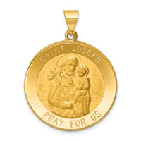 Load image into Gallery viewer, 14k Polished and Satin St Joseph Medal Hollow Pendant
