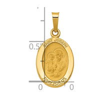 Load image into Gallery viewer, 14k Polished and Satin St Joseph Medal Hollow Pendant
