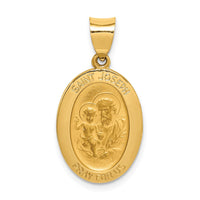 Load image into Gallery viewer, 14k Polished and Satin St Joseph Medal Hollow Pendant
