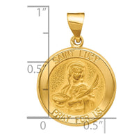 Load image into Gallery viewer, 14k Polished and Satin St Lucy Medal Hollow Pendant
