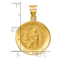 Load image into Gallery viewer, 14k Polished and Satin St Luke Medal Hollow Pendant
