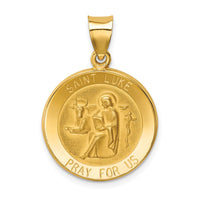 Load image into Gallery viewer, 14k Polished and Satin St Luke Medal Hollow Pendant
