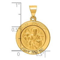 Load image into Gallery viewer, 14k Polished and Satin St Matthew Medal Hollow Pendant
