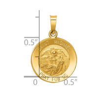 Load image into Gallery viewer, 14k Polished and Satin St Michael Medal Hollow Pendant
