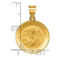 Load image into Gallery viewer, 14k Polished and Satin St Michael Medal Hollow Pendant

