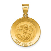 Load image into Gallery viewer, 14k Polished and Satin St Michael Medal Hollow Pendant

