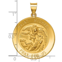 Load image into Gallery viewer, 14k Polished and Satin St Michael Medal Hollow Pendant
