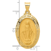 Load image into Gallery viewer, 14k Polished and Satin Miraculous Medal Hollow Pendant
