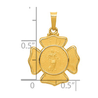 Load image into Gallery viewer, 14k Polished and Satin St Florian Badge Medal Hollow Pendant
