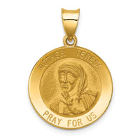 Load image into Gallery viewer, 14k Polished and Satin Mother Teresa Medal Hollow Pendant
