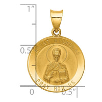 Load image into Gallery viewer, 14k Polished and Satin St Nicholas Medal Hollow Pendant
