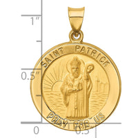 Load image into Gallery viewer, 14k Polished and Satin St Patrick Medal Hollow Pendant
