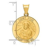 Load image into Gallery viewer, 14k Polished and Satin St Paul Medal Hollow Pendant
