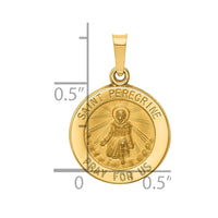 Load image into Gallery viewer, 14k Polished and Satin St Peregrine Medal Hollow Pendant
