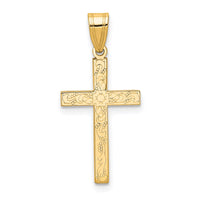 Load image into Gallery viewer, 14k Etched Floral Cross Pendant
