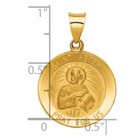 Load image into Gallery viewer, 14k Polished and Satin St Peter Medal Hollow Pendant
