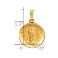 Load image into Gallery viewer, 14k Polished and Satin St Raphael Medal Hollow Pendant
