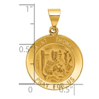 Load image into Gallery viewer, 14k Polished and Satin St Thomas Medal Hollow Pendant
