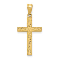 Load image into Gallery viewer, 14k Etched Floral Cross Pendant
