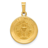 Load image into Gallery viewer, 14k Polished and Satin Holy Communion Medal Hollow Pendant
