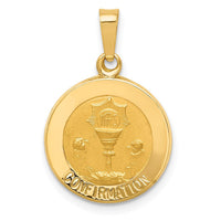 Load image into Gallery viewer, 14k Polished and Satin Confirmation Medal Hollow Pendant
