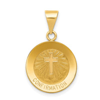 Load image into Gallery viewer, 14k Polished and Satin Confirmation Medal Hollow Pendant
