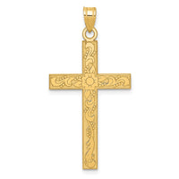 Load image into Gallery viewer, 14k Etched Floral Cross Pendant
