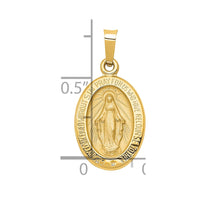 Load image into Gallery viewer, 14k Polished and Satin Miraculous Medal Hollow Pendant
