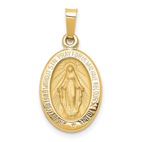 Load image into Gallery viewer, 14k Polished and Satin Miraculous Medal Hollow Pendant
