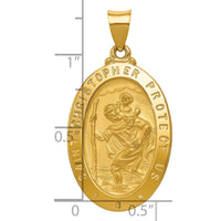 Load image into Gallery viewer, 14k Polished and Satin St Christopher Medal Hollow Pendant

