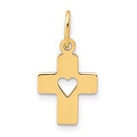 Load image into Gallery viewer, 14k Polished Cross with Heart Pendant
