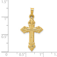 Load image into Gallery viewer, 14k Brushed and Polished Budded Cross Pendant
