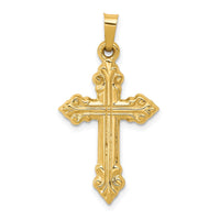 Load image into Gallery viewer, 14k Brushed and Polished Budded Cross Pendant
