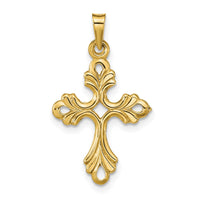 Load image into Gallery viewer, 14k Polished Fleur De Lis Cross Pendant
