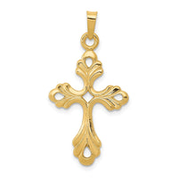Load image into Gallery viewer, 14k Polished Fleur De Lis Cross Pendant
