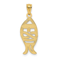 Load image into Gallery viewer, 14K Gold Polished JESUS Fish Pendant
