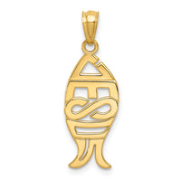 Load image into Gallery viewer, 14K Gold Polished JESUS Fish Pendant
