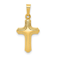 Load image into Gallery viewer, 14k Polished and Textured Cross Pendant
