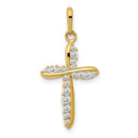 Load image into Gallery viewer, 14k Polished CZ Cross Charm
