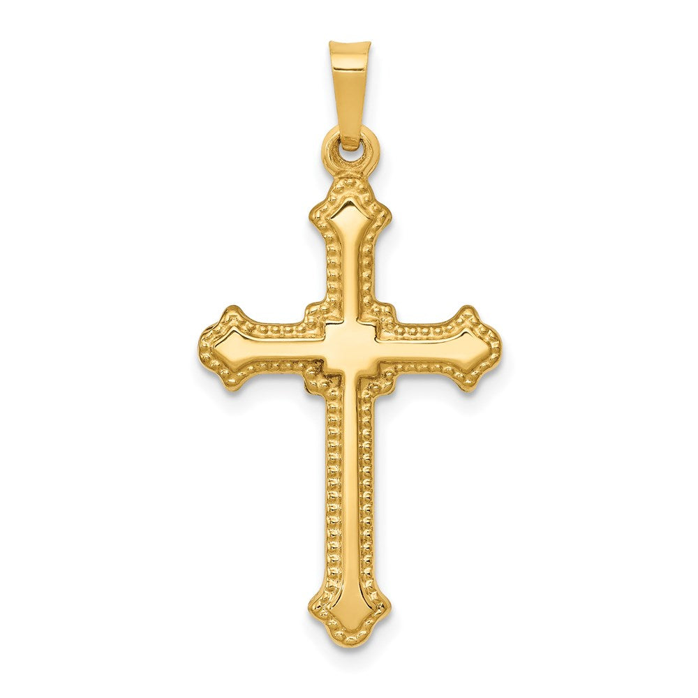 14k Polished Fleur de Lis Cross Pendant