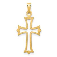 Load image into Gallery viewer, 14k Polished Cut-out Fleur de Lis Cross Pendant
