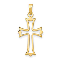 Load image into Gallery viewer, 14k Polished Cut-out Fleur de Lis Cross Pendant
