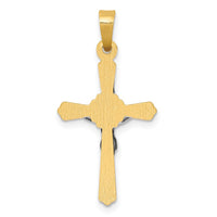 Load image into Gallery viewer, 14k Two-tone Flower Center INRI Crucifix Pendant
